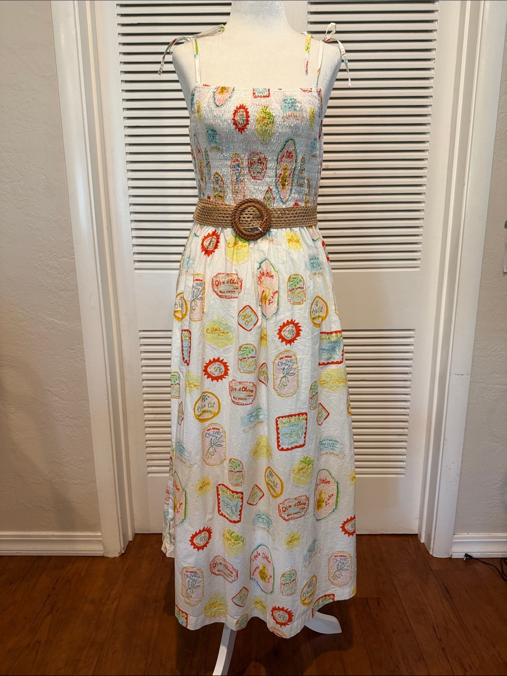 Cynthia Rowley White Sundress with Orange, Yellow, Blue and Green Prints